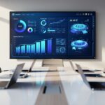 Salle de réunion avec écran affichant une interface IA pour comparer les modèles de langage en entreprise