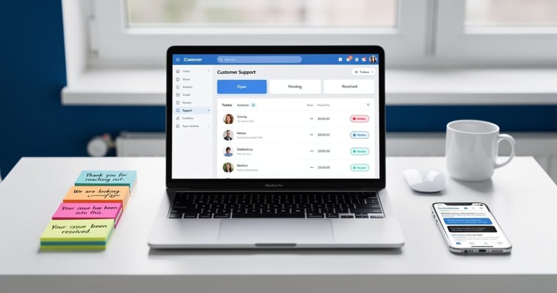 Poste de travail avec tableau de bord de service client pour boutique dropshipping