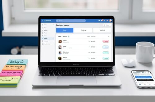 Poste de travail avec tableau de bord de service client pour boutique dropshipping