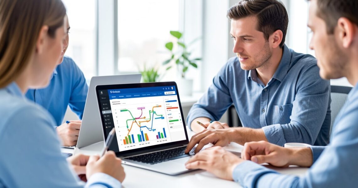 Equipe de PME analysant un pipeline commercial sur un logiciel CRM