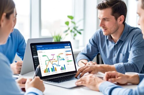 Equipe de PME analysant un pipeline commercial sur un logiciel CRM