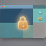 Illustration éditoriale moderne d’une interface numérique sobre avec un cadenas lumineux et un jeton anonyme, évoquant une vérification d’âge respectueuse de la vie privée, sans visage identifiable.